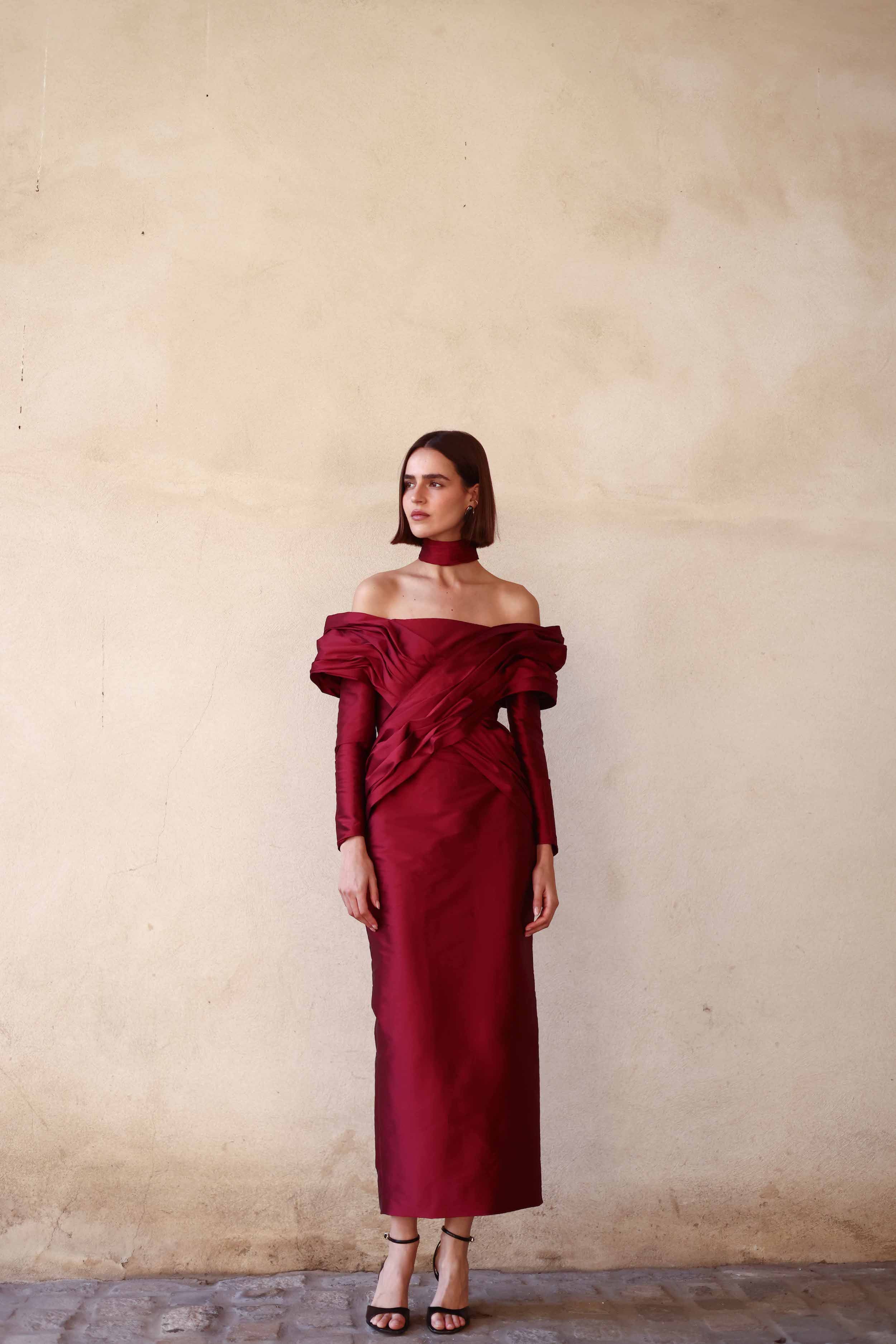 VESTIDO ÓPALO BURGUNDY
