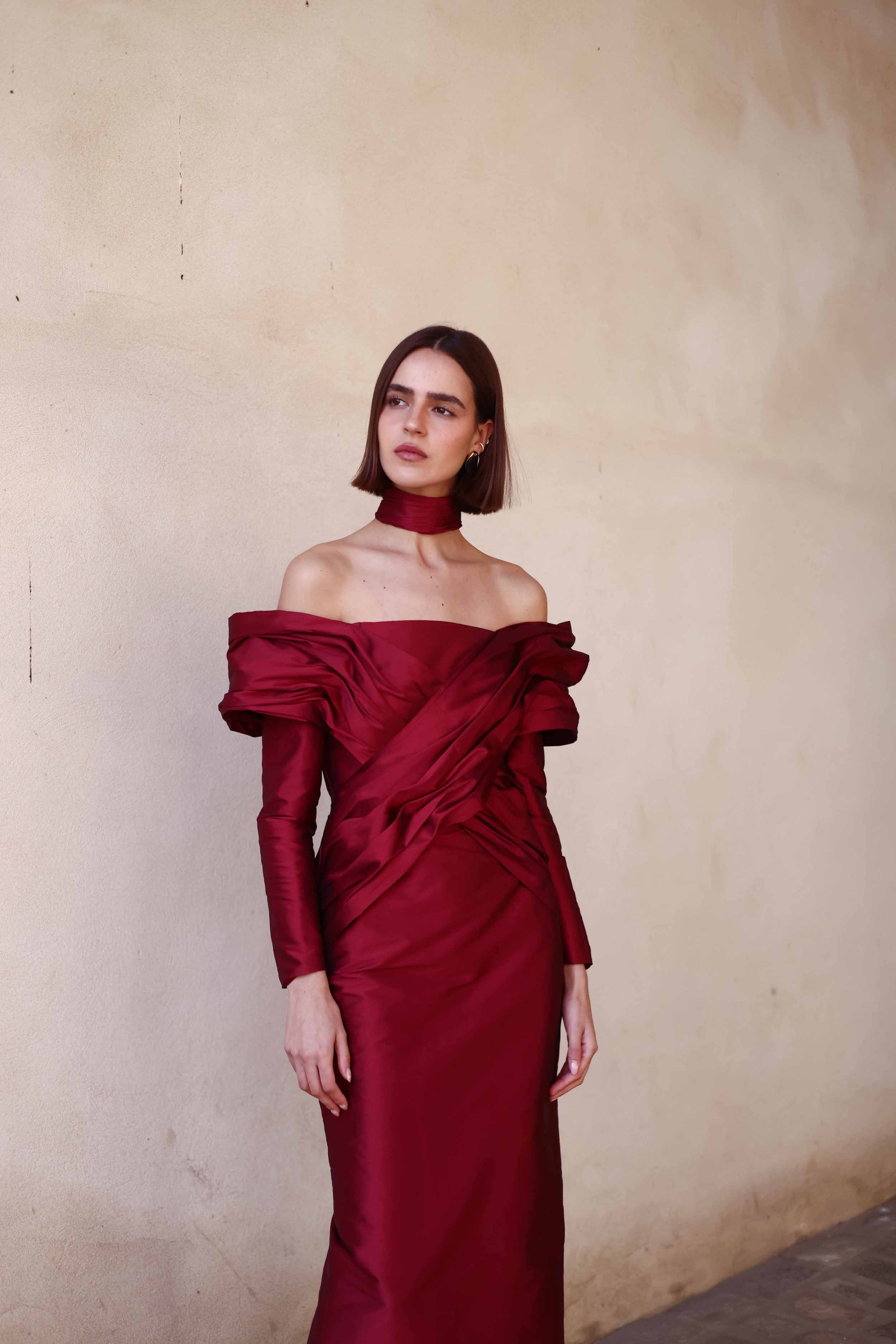 VESTIDO ÓPALO BURGUNDY